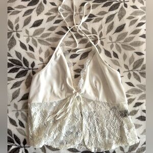 White Lace Halter Tank Top